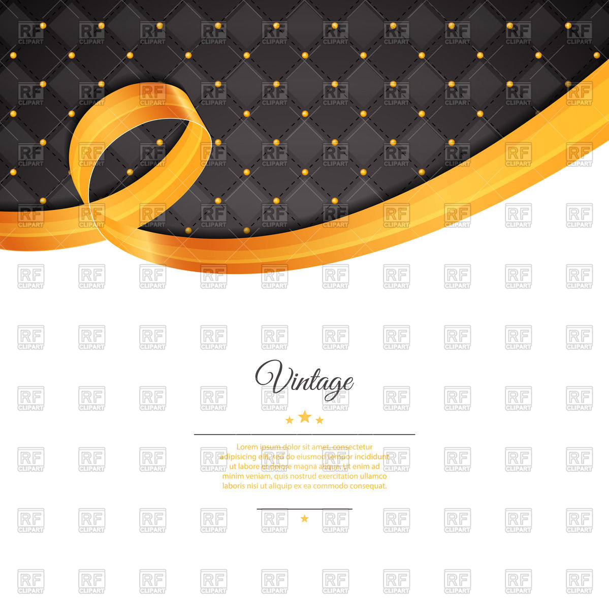 1199x1200 Vintage Template With Gold Ribbon And Black Rhombic Pattern Vector