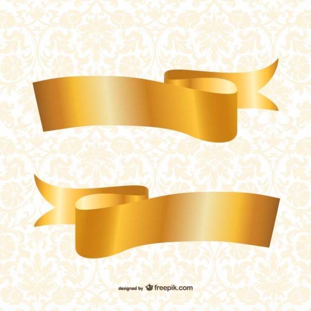 Gold Ribbons Template Vector Free Download 626x626 Gold Ribbons Template Vector Free Download