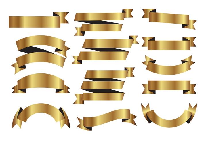 Golden Ribbons Vector Set 723x490 Golden Ribbons Vector Set