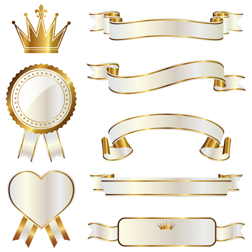 White With Golden Ribbon And Labels Vintage Vector Free Download 500x500 White With Golden Ribbon And Labels Vintage Vector Free Download