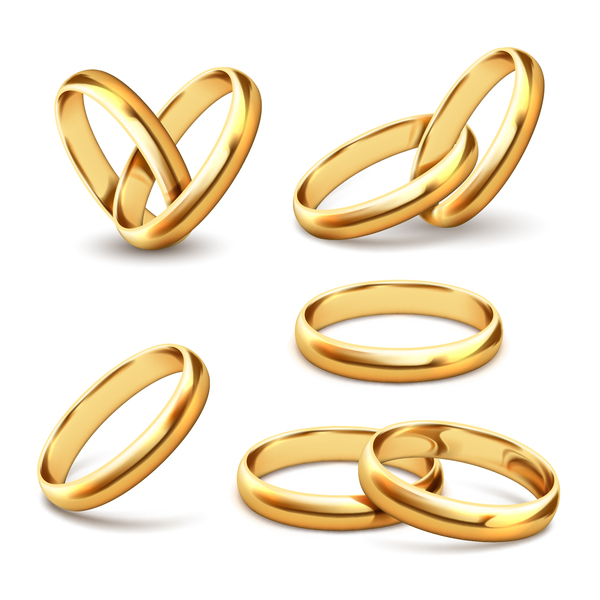 600x600 Shining Gold Ring Vector Set Free Download