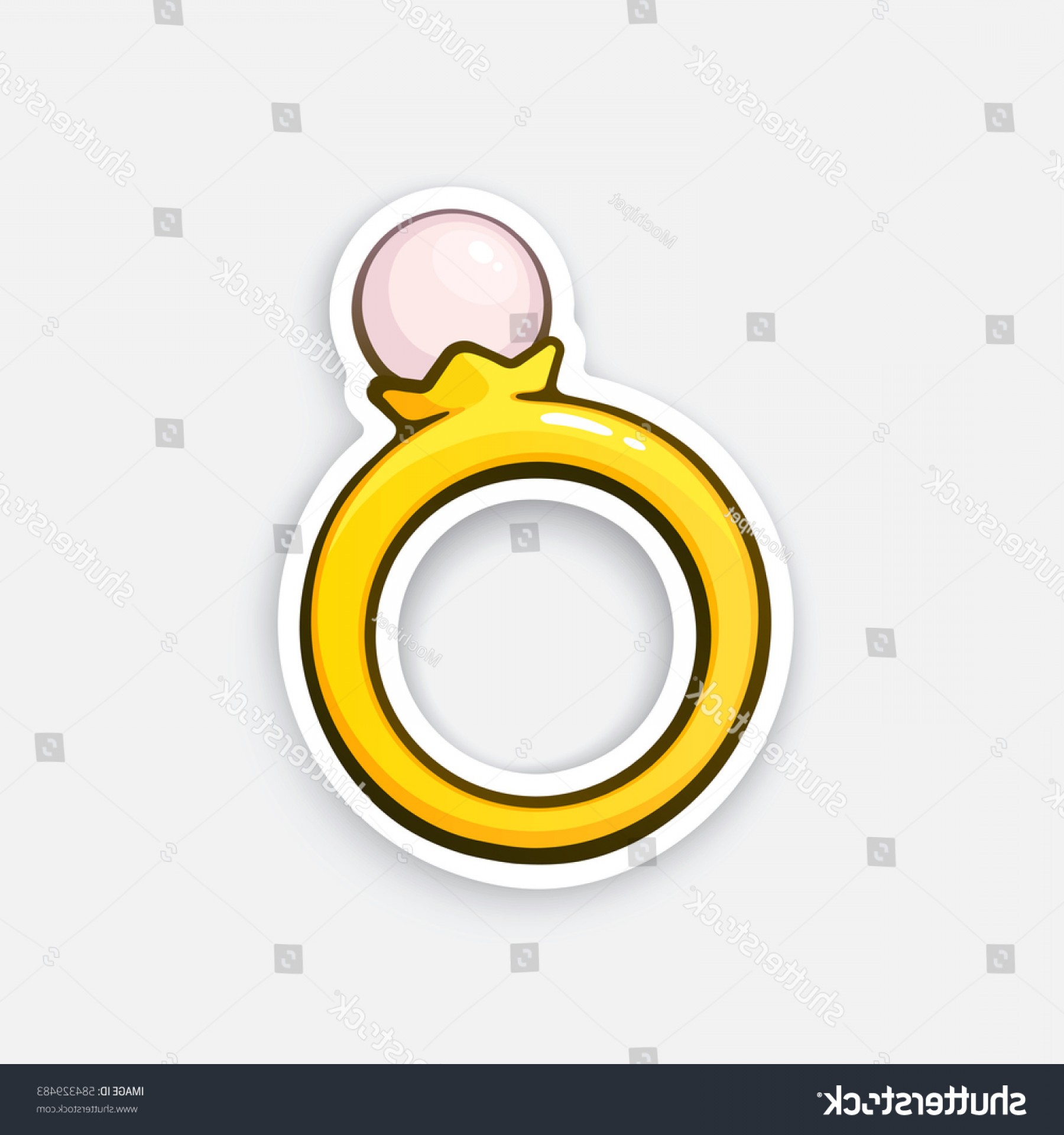 1800x1920 Vector Illustration Gold Ring Pearl Sticker Createmepink