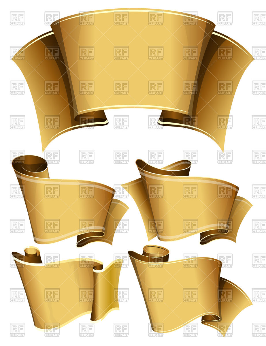 923x1200 Collection Of Gold Ribbons Or Scrolls Vector Image Of Objects