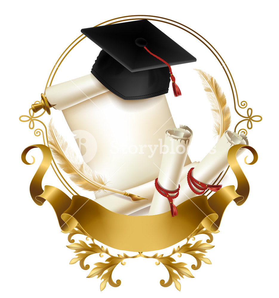 935x1000 College Or School Emblem Realistic Vector Graduation Hat