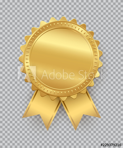 417x500 Golden Seal With Ribbons Isolated On Transparent Background