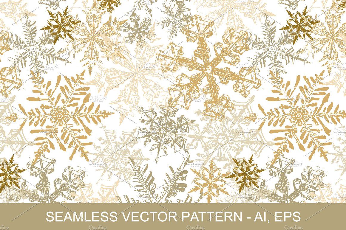 1160x772 Gold Snowflakes Vector Clipart