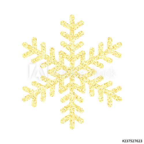 500x500 Gold Glitter Snowflake Vector Object Isolated On White Background