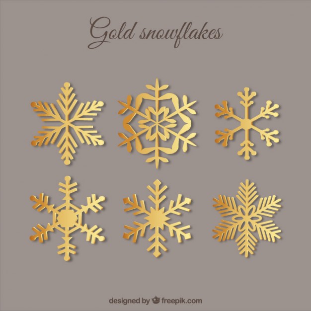 626x626 Golden Snowflakes Collection Vector Free Download