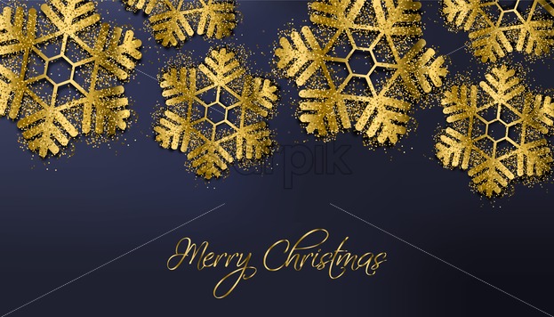 623x356 Merry Christmas Golden Glitter Snowflakes Vector Sparkling Winter