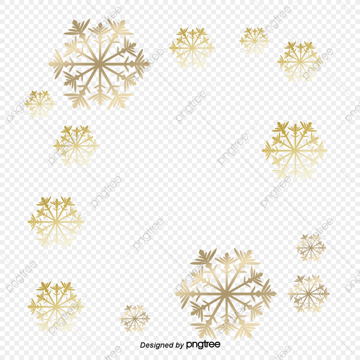 1200x1200 Vector Painted Golden Snowflakes, Vector, Hand Painted, Golden