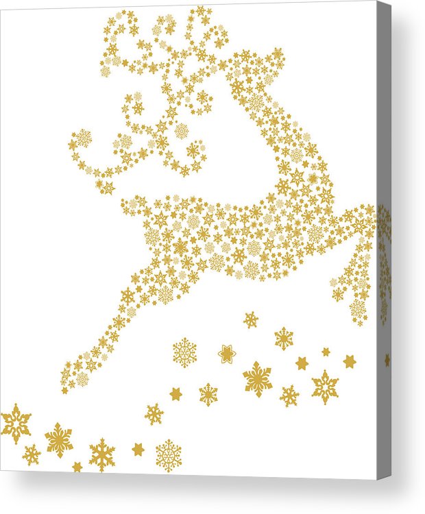 620x750 Gold Christmas Reindeer And Snowflakes Vector Illustration