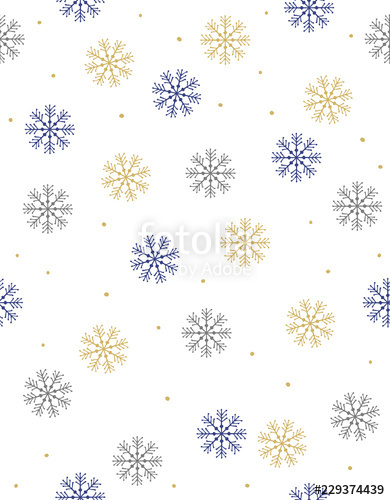 390x500 Delicate Hand Drawn Snowflakes Vector Irregular Pattern Gold