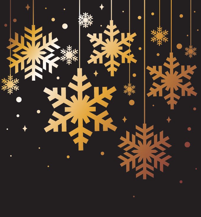680x732 Free Golden Snowflakes Christmas Background Vector Elements