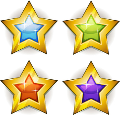 385x368 Gold Star Sticker Free Vector Download