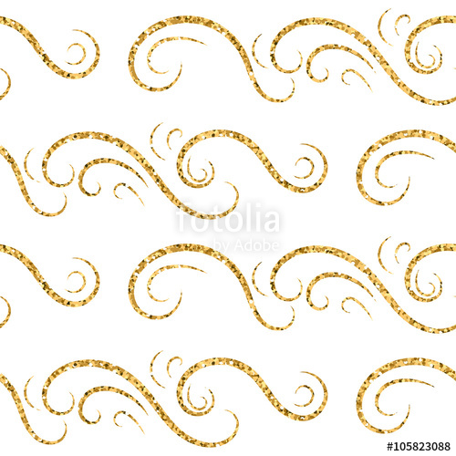 500x500 Gold Wave Seamless Pattern Draw Golden Swirl Glitter On White