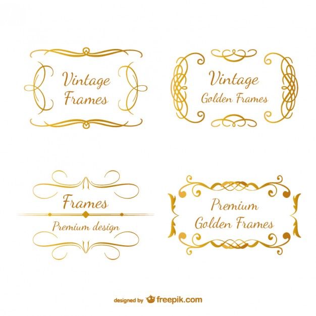 626x626 Classic Gold Retro Frames Swirl Design Rich Vector Design