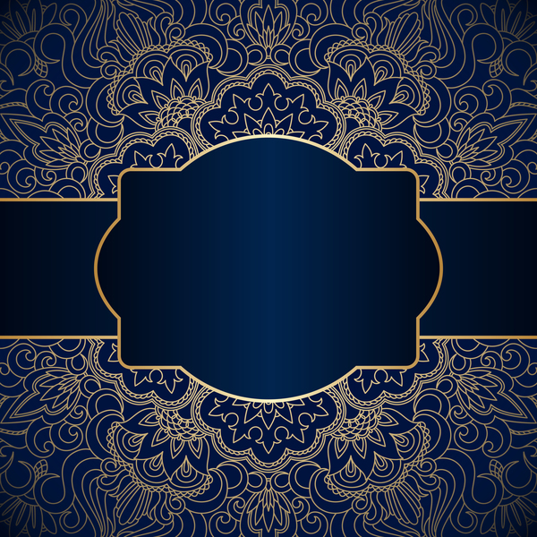 600x600 Luxury Blue Background With Ornament Gold Vector Free Download