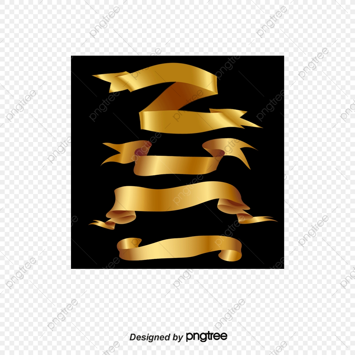 1200x1200 Gold Ribbon Title Bar Gradient Vector, Gold Vector, Ribbon Vector