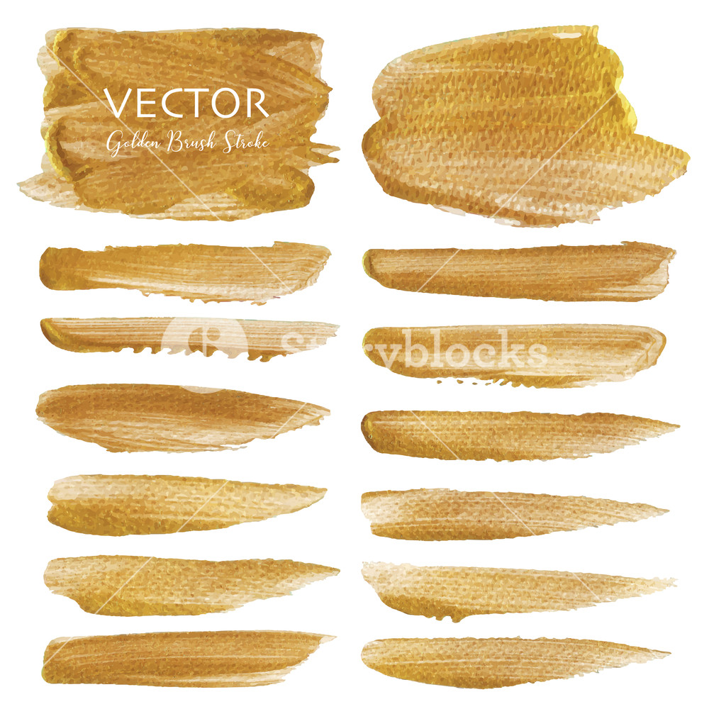 1000x1000 Golden Vector Brush Stroke, Gold Texture Paint Stain, Vector