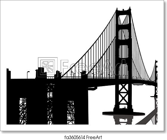560x470 Free Art Print Of Golden Gate Bridge Silhouette Freeart