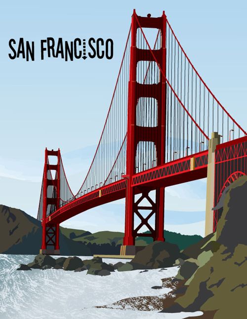 Golden Gate Bridge Vector Illustration 500x647 Golden Gate Bridge Vector Illustration