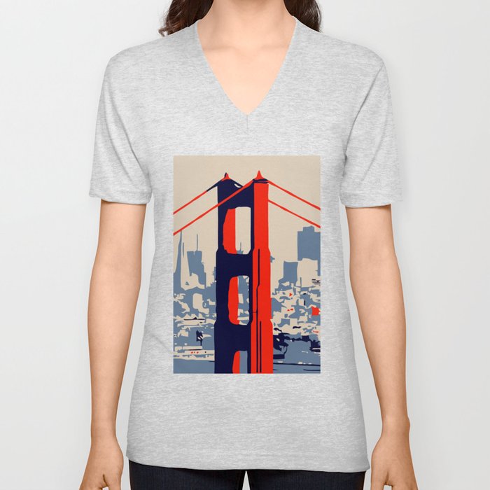 Golden Gate Bridge Vector Art Unisex V Neck 700x700 Golden Gate Bridge Vector Art Unisex V Neck