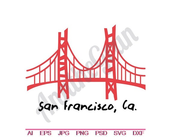 Golden Gate Bridge Dxf Png Vector Art Etsy 570x456 Golden Gate Bridge Dxf Png Vector Art Etsy