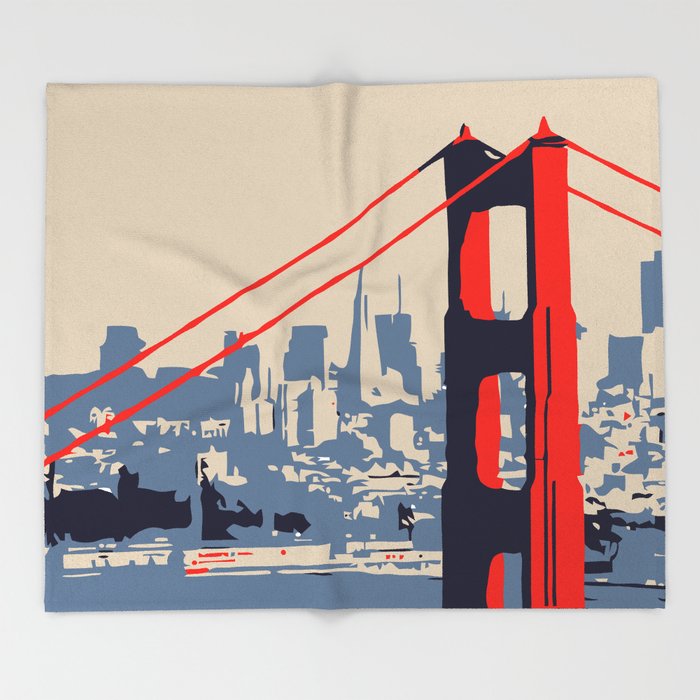 Golden Gate Bridge Vector Art Throw Blanket 700x700 Golden Gate Bridge Vector Art Throw Blanket
