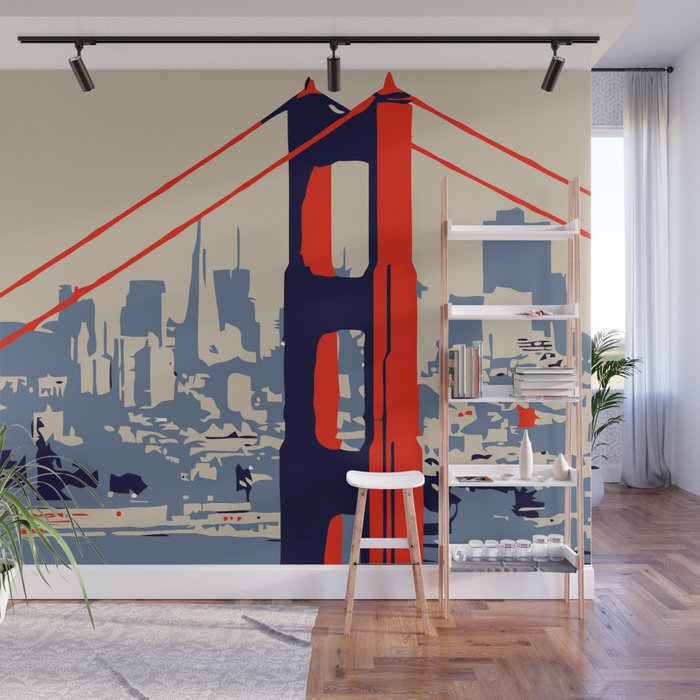 Golden Gate Bridge Vector Art Wall Mural 700x700 Golden Gate Bridge Vector Art Wall Mural