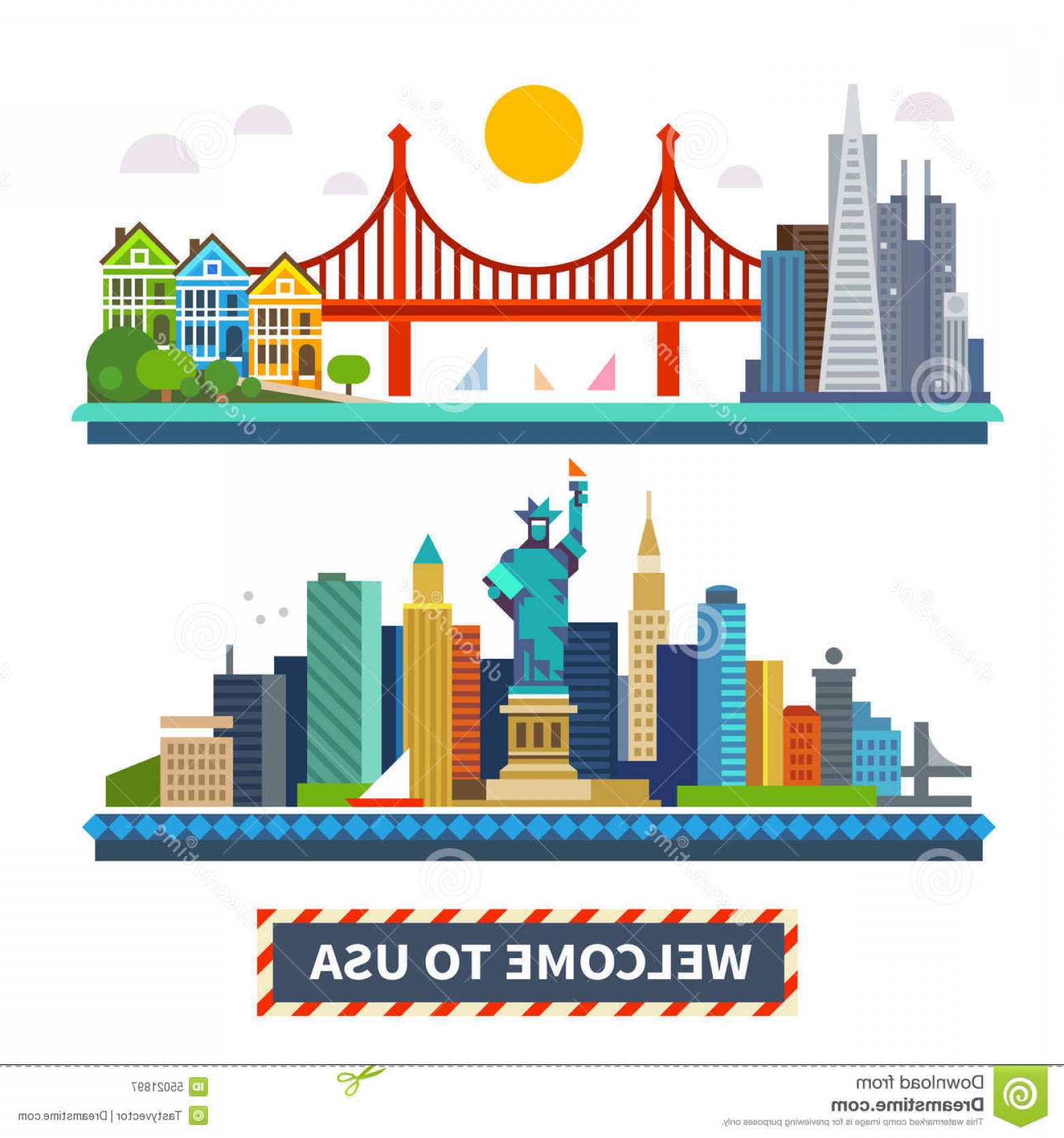 Stock Illustration Welcome To Usa New York San Francisco 1560x1668 Stock Illustration Welcome To Usa New York San Francisco