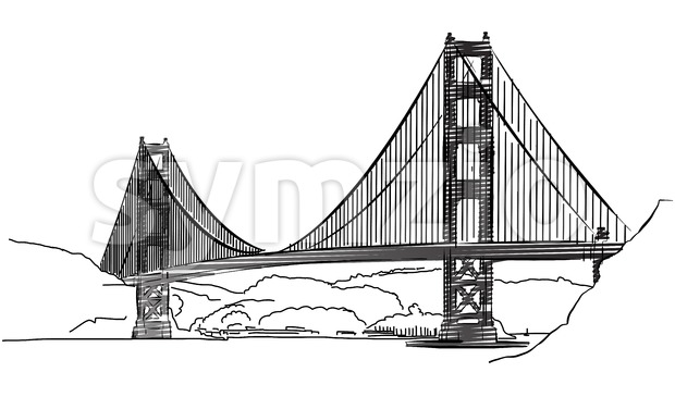 Golden Gate Bridge, San Francisco, Outline Sketch Vector 620x365 Golden Gate Bridge, San Francisco, Outline Sketch Vector