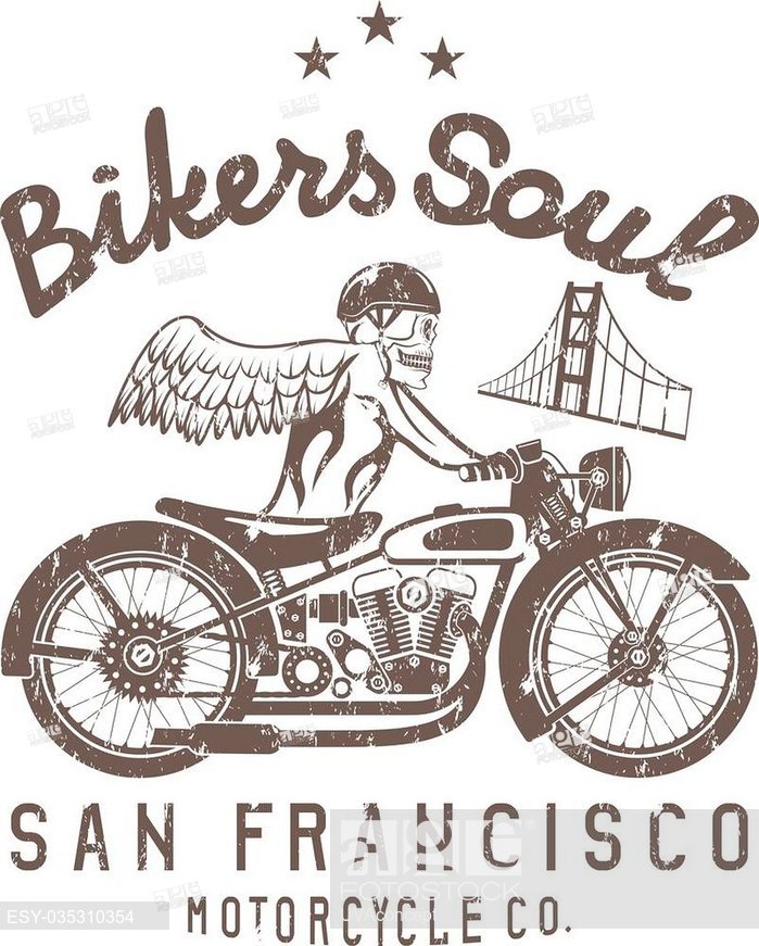 699x871 Skeleton In Helmet On Bike And Golden Gate Bridge Vector Design