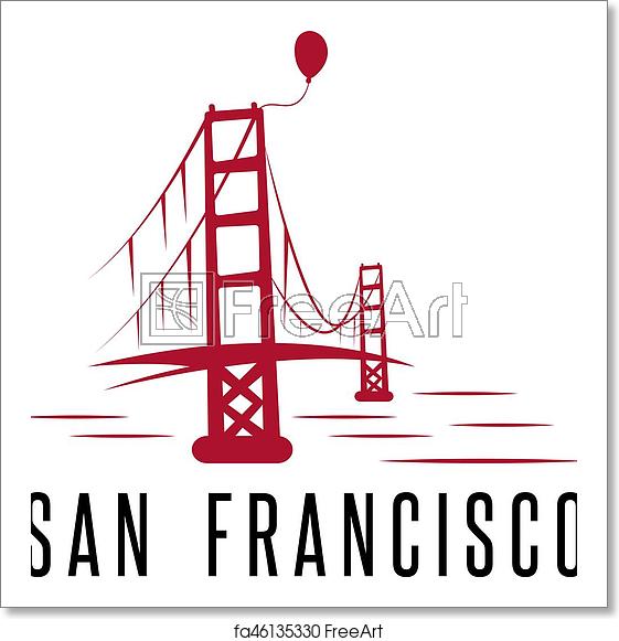 561x581 Free Art Print Of San Francisco Golden Gate Bridge And Balloon