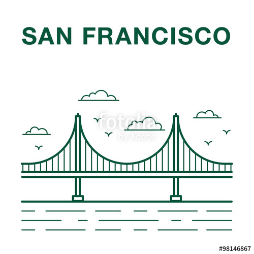 San Francisco Golden Gate Bridge Line Art Illustration Stock 500x500 San Francisco Golden Gate Bridge Line Art Illustration Stock