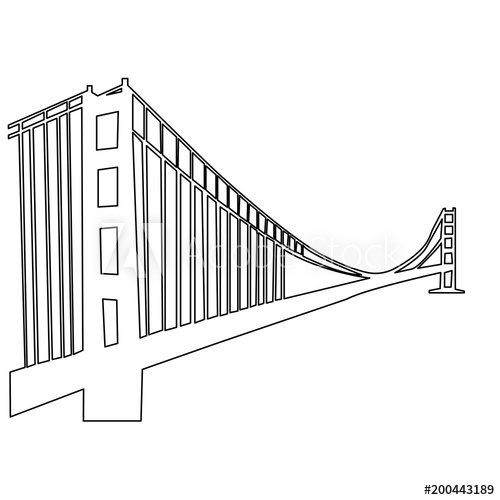 Golden Gate Bridge Outline On White Background 500x500 Golden Gate Bridge Outline On White Background