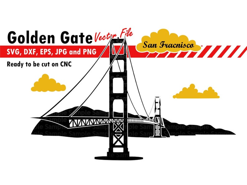794x595 Golden Gate Bridge Dxf Png Digital Vector Etsy