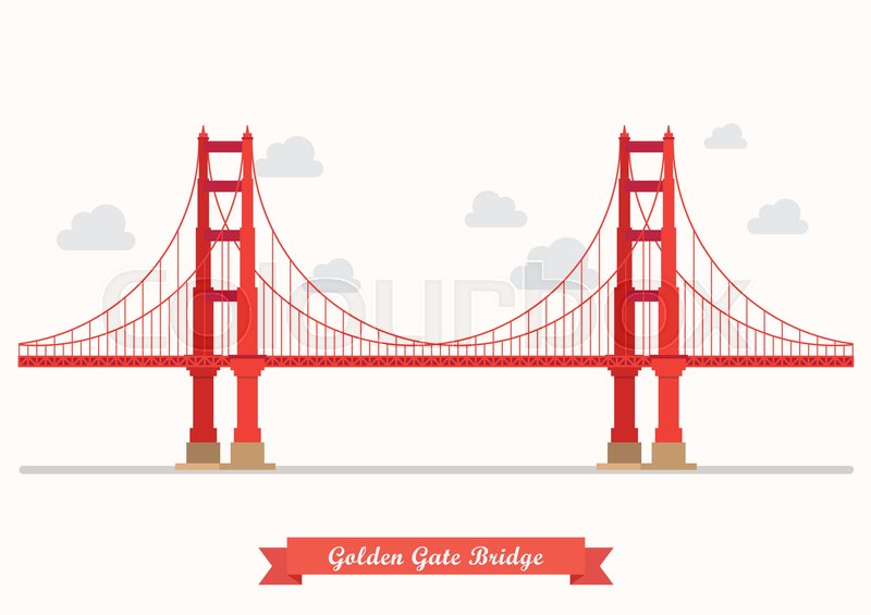 800x565 Golden Gate Bridge Illustration Flat Stock Vector Colourbox