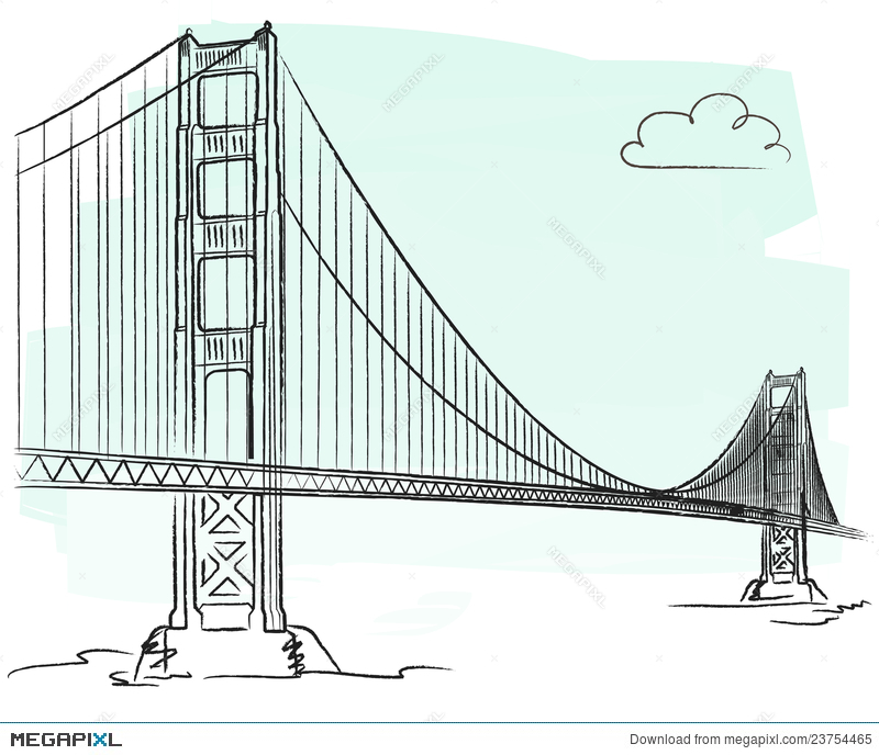 800x688 Golden Gate Vector Illustration