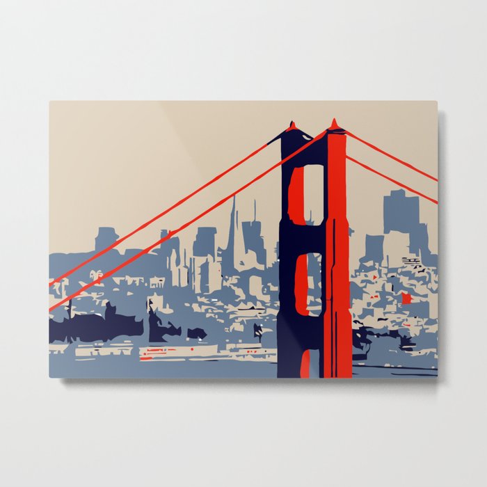 700x700 Golden Gate Bridge Vector Art Metal Print