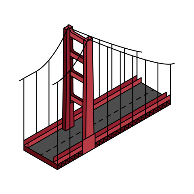 626x626 Illustration Of The Golden Gate Bridge San Francisco In Usa Vector