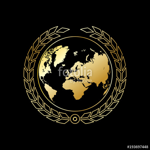 500x500 A Golden Globe With Wheaten Wreath Gold Earth On A Black