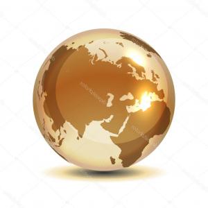 300x300 Vector Clipart Of A Golden Disco Ball Globe