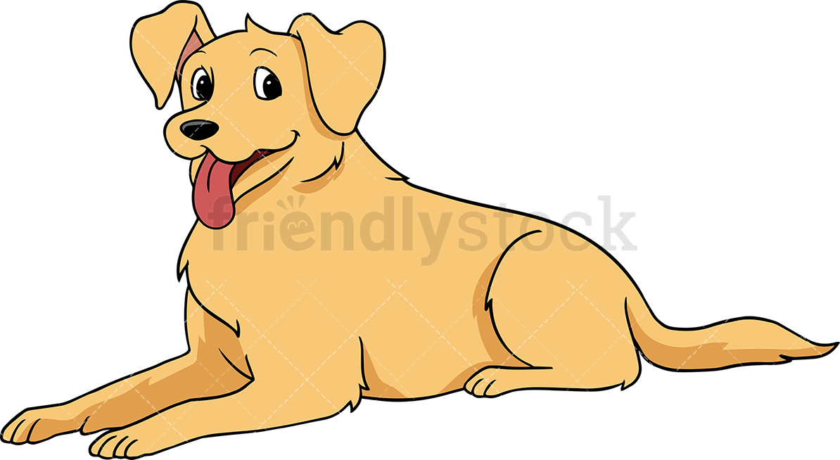 1194x654 Golden Retriever Dog Lying Down Cartoon Vector Clipart