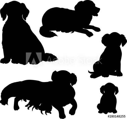 500x467 Golden Retriever Silhouettes Dog Vector Illustrations