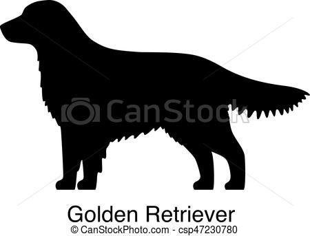 450x343 Golden Retriever Dog Silhouette, Side View, Vector Vector