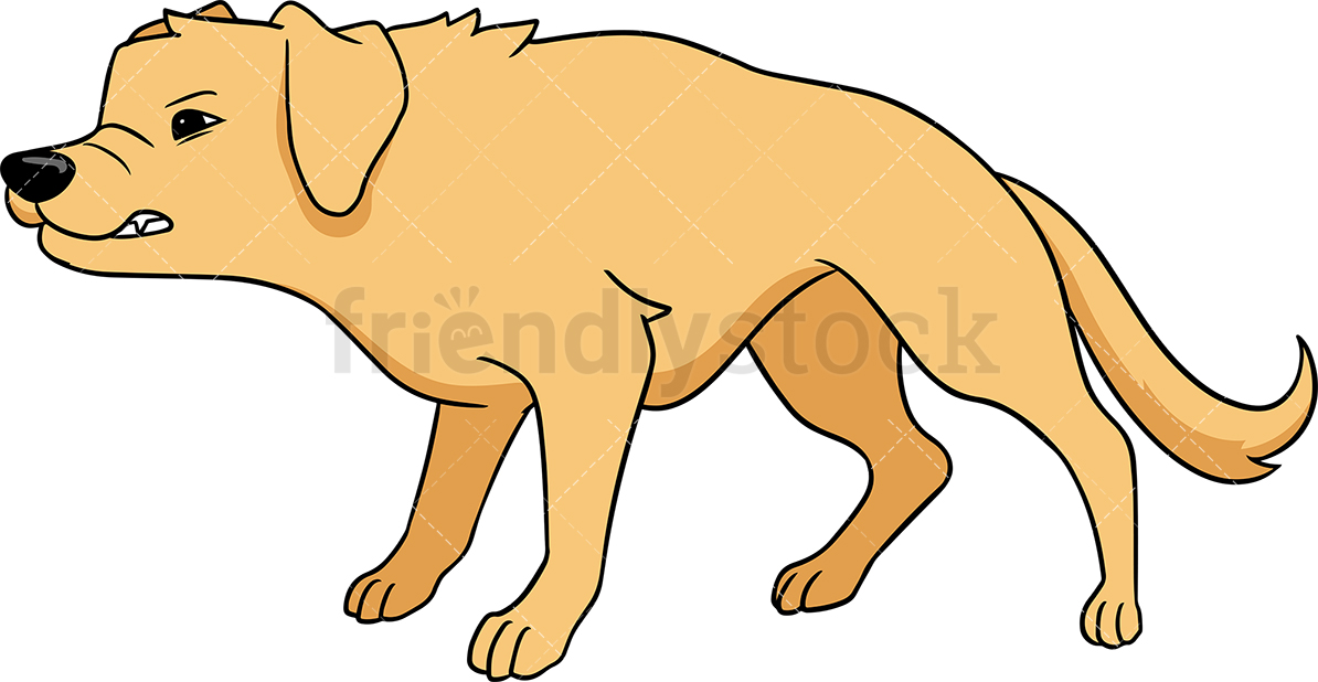 1194x618 Growling Golden Retriever Dog Cartoon Vector Clipart