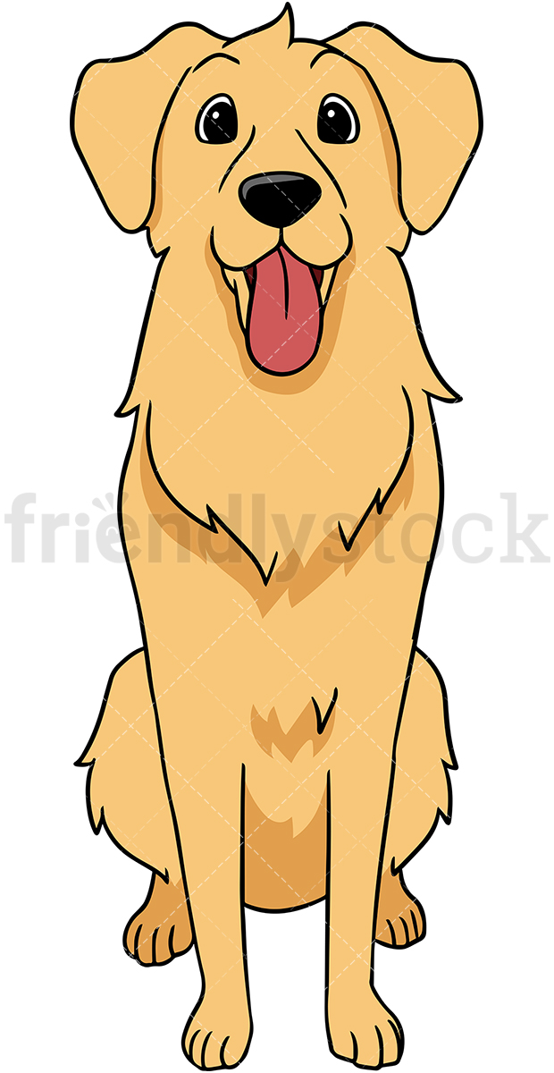 620x1200 Obedient Golden Retriever Dog Cartoon Vector Clipart