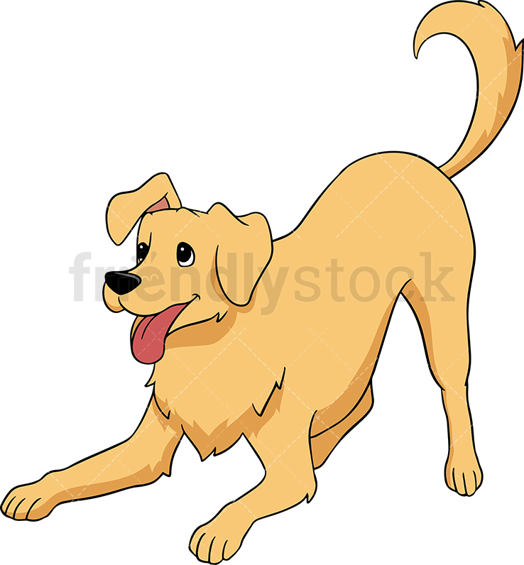 738x796 Playful Golden Retriever Dog Cartoon Vector Clipart
