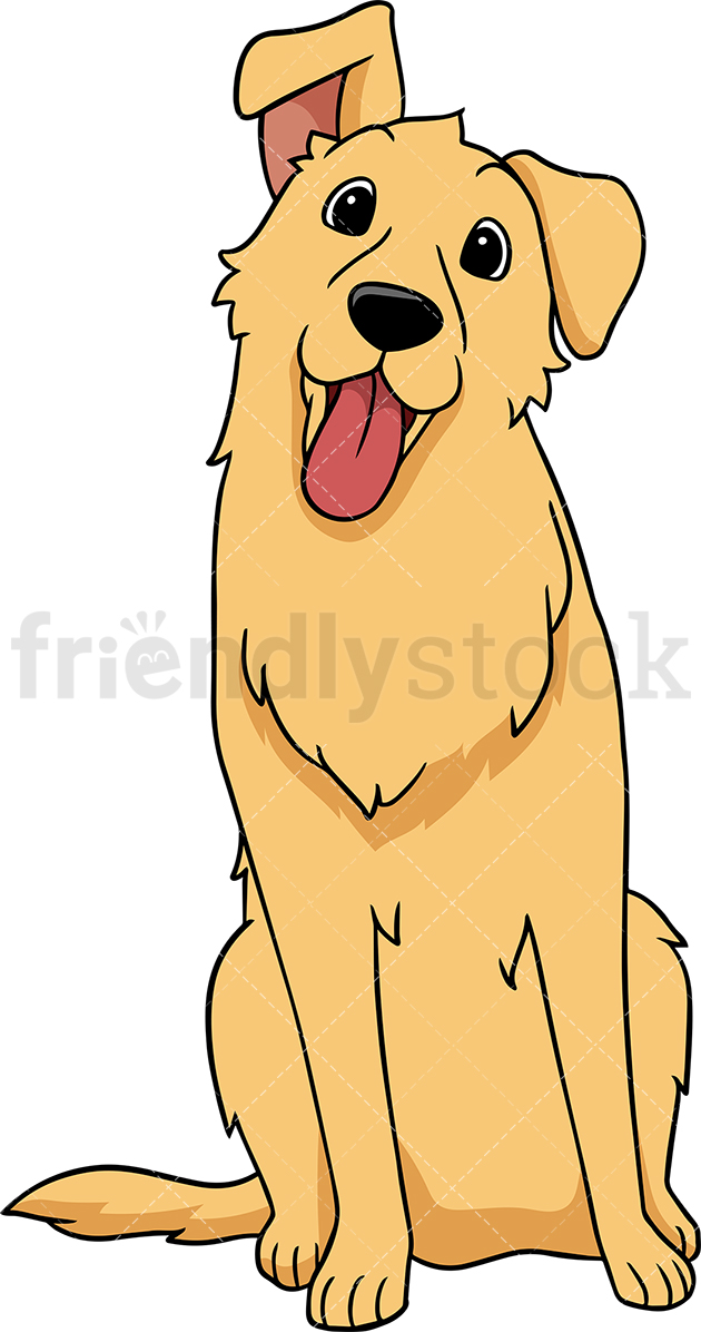 630x1196 Curious Golden Retriever Dog Cartoon Vector Clipart