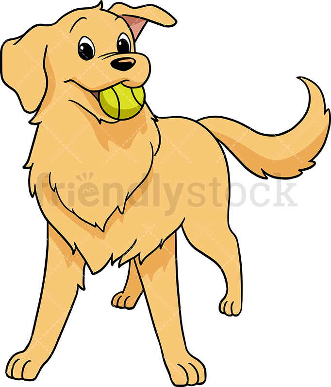 682x796 Playful Golden Retriever Cartoon Vector Clipart